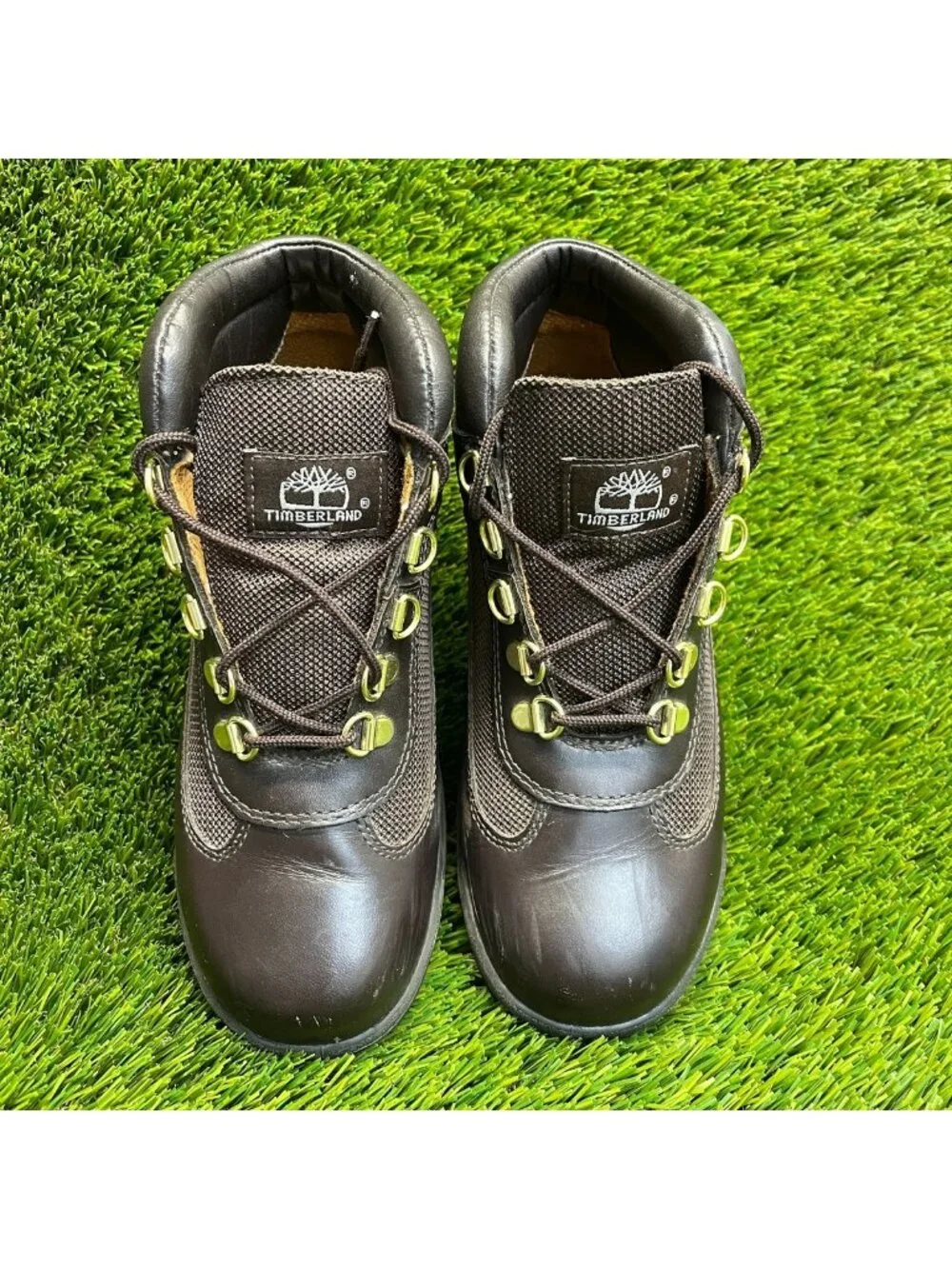 Timberland Field Boys Size 4.5Y Brown Outdoor Waterproof Leather Lace Up Boots